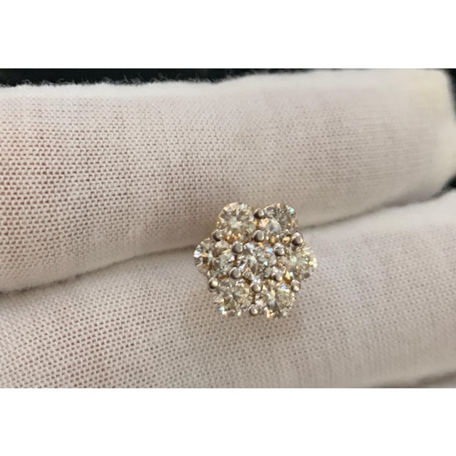 2.80 Carat, 7 Diamond Floral Cluster Flower Stud Earrings in 14 Karat WhiteGold For Sale - Image 4 of 18