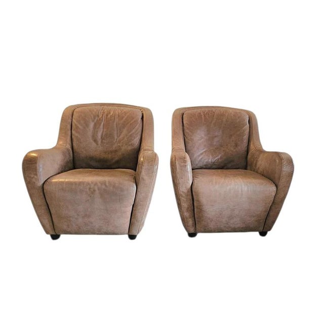 Leather Lounge Chairs from Natuzzi, 1980s, Set of 2 For Sale - Image 4 of 10