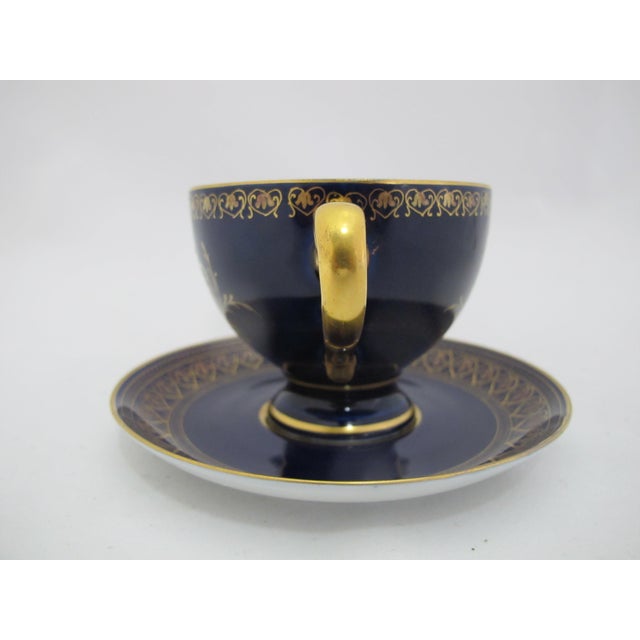 Late 19th Century Late 19th Century Victorian Carl Knoll Carlsbad Gilt Hand Painted Landscape Porcelain Coffee Cup & Saucer For Sale - Image 5 of 9