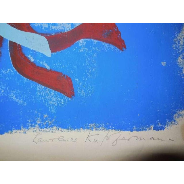 Silkscreen on paper. with some sort of experimental poured stuff on it. there is some loss to the margin but the image is...