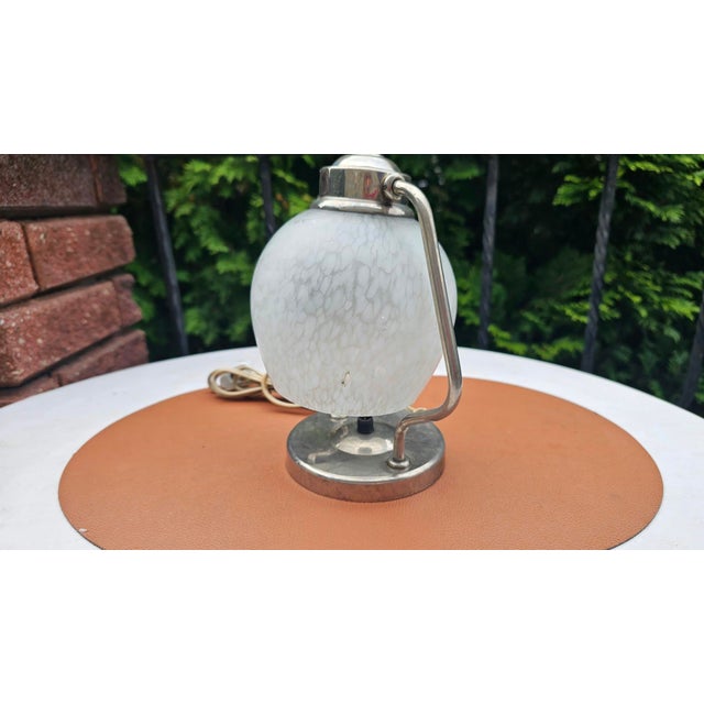 Metal Small Art Deco Nickel-Plated Brass Table Light, 1920s For Sale - Image 7 of 10