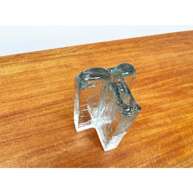 Mid-Century Scandianvian Heavy Bubble Glass Block Vase, 1960s For Sale - Image 4 of 18