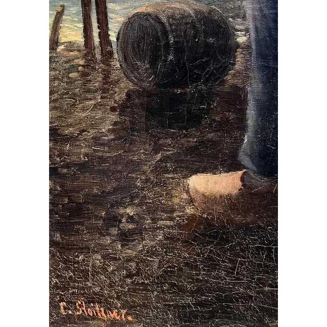 Konstantin Stoitzner, Fishermen, Oil on Canvas, Framed For Sale - Image 12 of 18