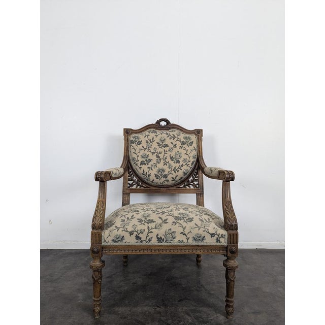 Louis XVI Style Living Room Set with Escutcheon Backrests, 19th Century, Set of 3 For Sale - Image 12 of 18