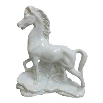 Vintage Porcelain Stallion Table Lamp For Sale