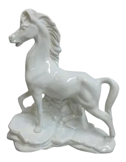 Vintage Porcelain Stallion Table Lamp