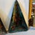 Glass 1950s, Set of Two Mid-Century Modern Paintings on Mural Triangular Glass Plates For Sale - Image 7 of 13