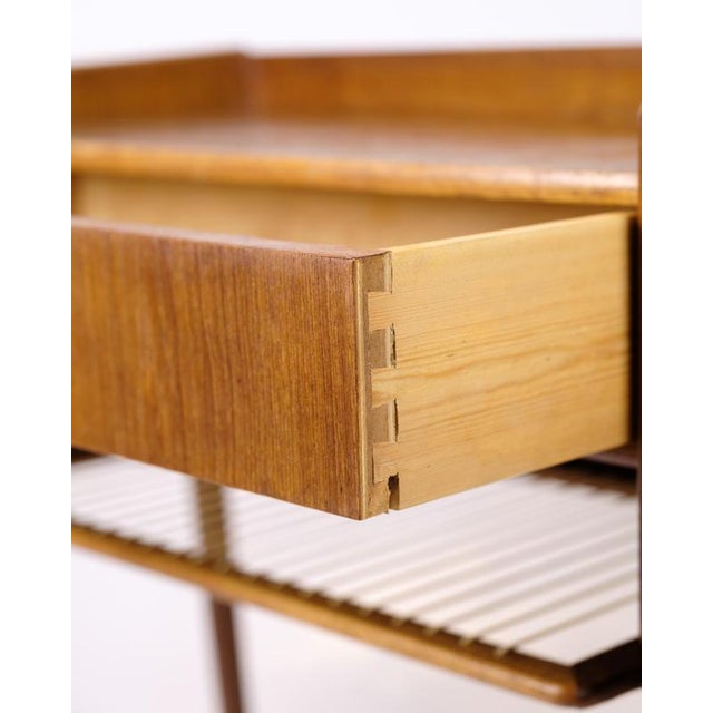 Side Table in Teak with Drawer and Wicker Shelf, 1960s For Sale - Image 6 of 10