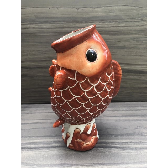 Vintage Chinese Porcelain Hand Painted Orange Glaze Koi Fish Vase For Sale In Dallas - Image 6 of 8