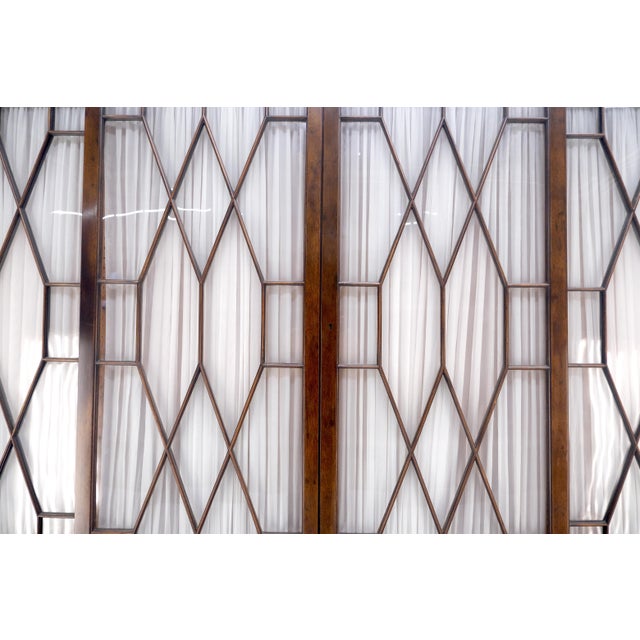 Large 8' Wide Mahogany Two Part individual Glass Panels Breakfront MINT For Sale - Image 9 of 12