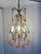 Venetian Style Beaded Brass Chandelier with Pink Murano Glass Drops, Italy, 1950s For Sale - Image 14 of 18