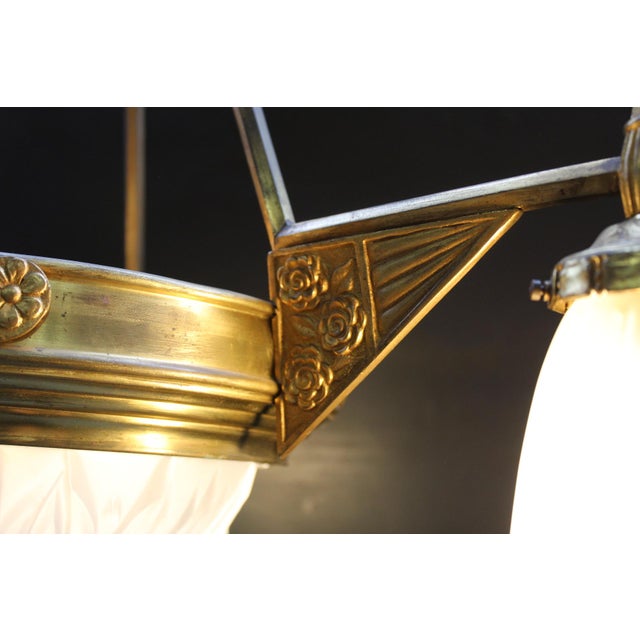 Art Deco Glass Chandelier from Val Saint Lambert, Belgium, 1920s For Sale - Image 12 of 13