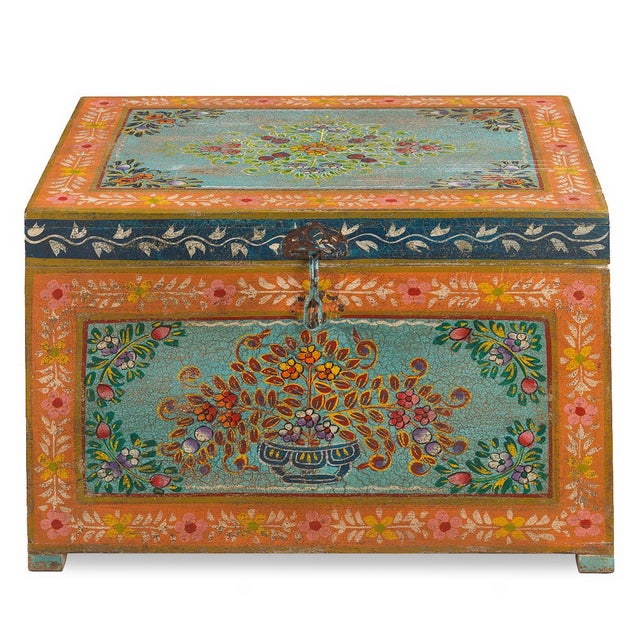 Steeped in colour and heritage, this captivating wooden box hails from Rajasthan, fashioned from reclaimed timber and...
