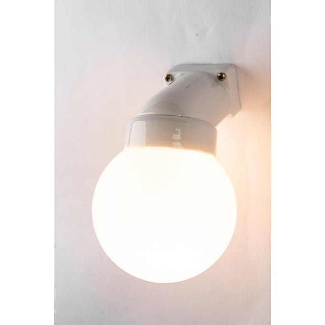 Bauhaus Porcelain wall lamp with opal glass shade germany around 1920s Original condition Up to 250V (Europe/UK...