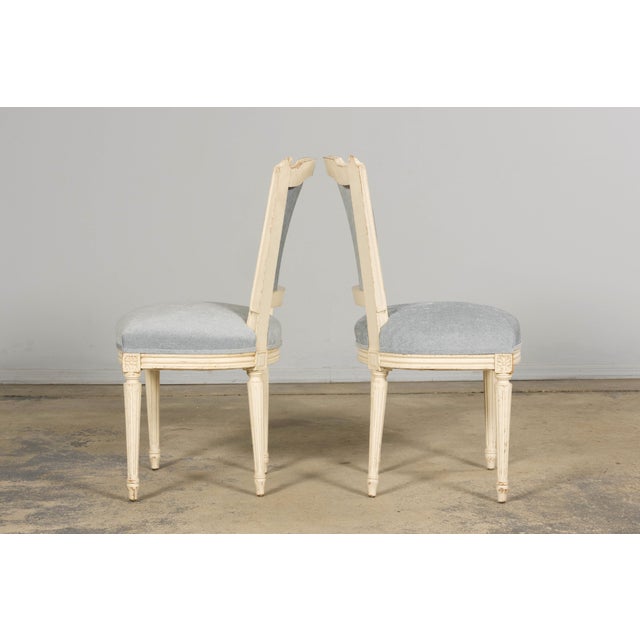 Set of 6 French Louis XVI Painted Dining Chairs in Dusty Blue, Early 20th Century For Sale - Image 10 of 18