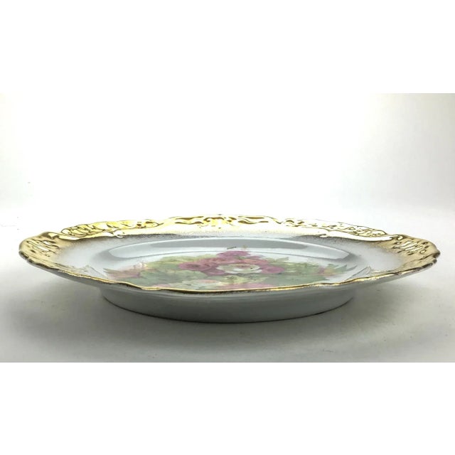 Photorealism Antique Roses Desert Plate Gold Rimmed For Sale - Image 3 of 10