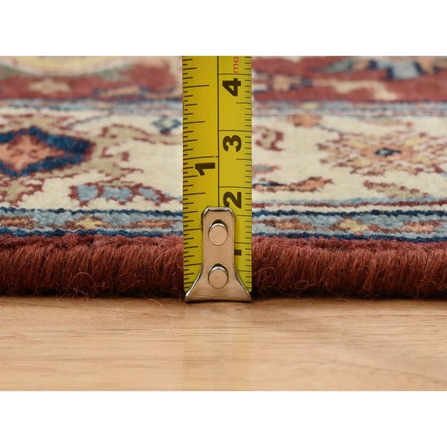 2010s Terracotta Red, Hand Knotted Antiqued Fine Heriz Re-Creation Densely Woven, Natural Dyes Hand Spun Wool, XL Runner Oriental Rug For Sale In New York - Image 6 of 9