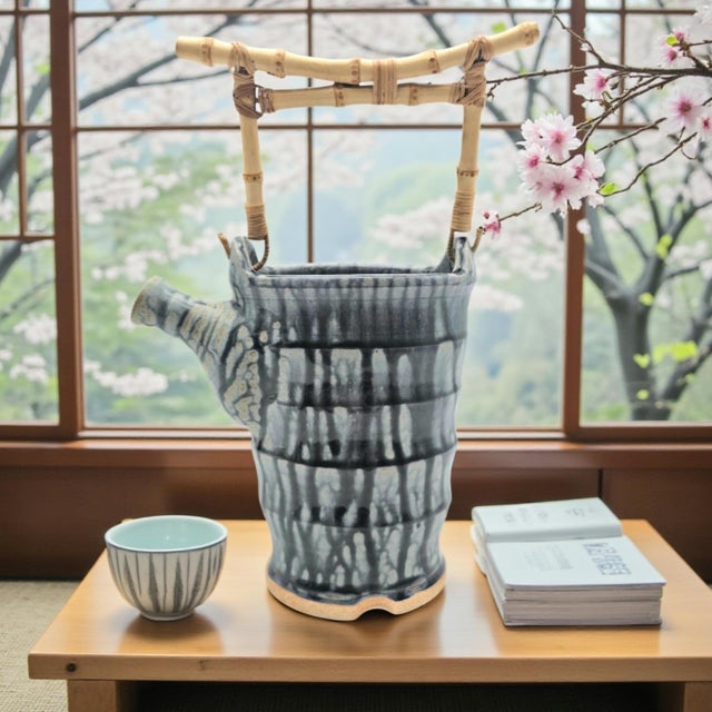 A signed studio pottery vessel by Oregon ceramicist John Kinder, executed in a sculptural teapot form that bridges...