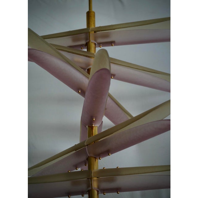 Helix Pink and Amber Art Glass Pendant Light, 2000 For Sale - Image 4 of 8