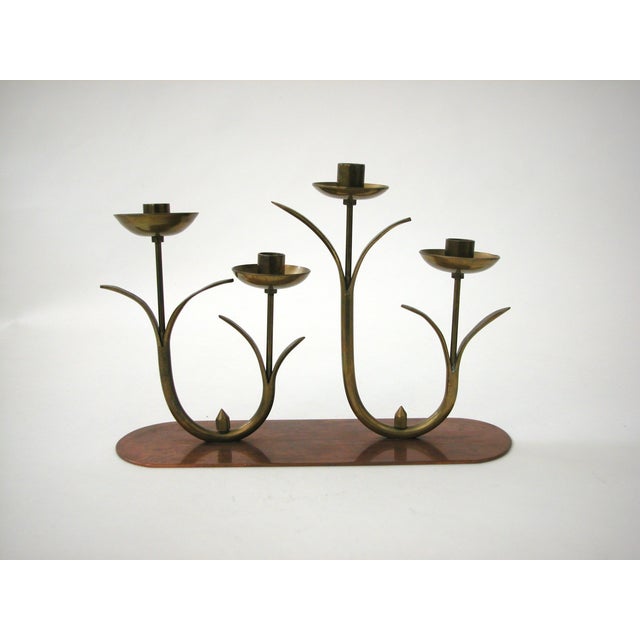 MidCentury Brass Flower Candleholder Chairish
