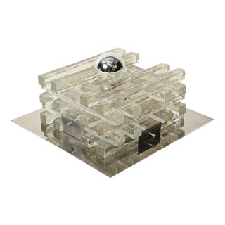 Jenga Glass Ceiling Light by Albano Poli for Poliarte, Italy, 1970s For Sale
