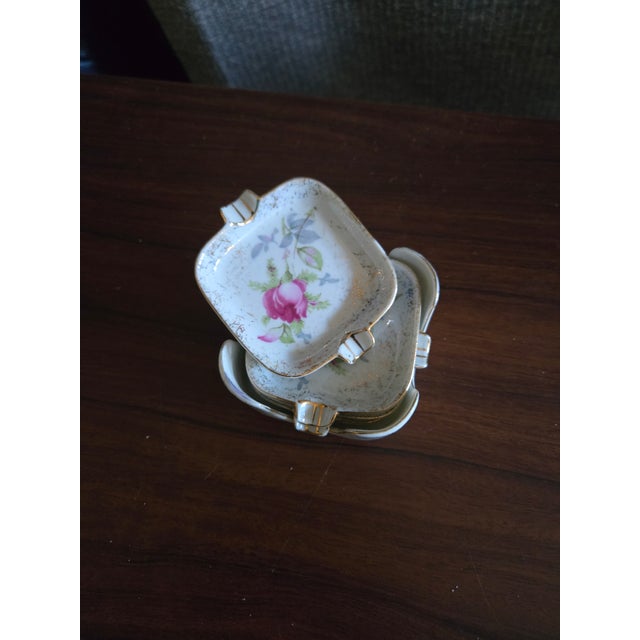 Japanese Set of 5, Japanese Individual Ashtrays With Nesting Holder For Sale - Image 3 of 3