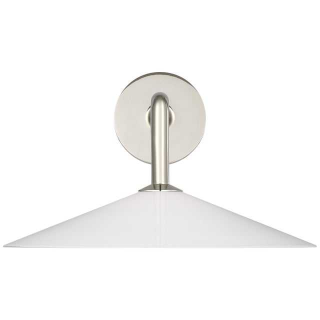 Visual Comfort Amber Lewis for Visual Comfort Signature Ponce 9" Sconce in Polished Nickel with Milk White Glass Shade For Sale - Image 4 of 12