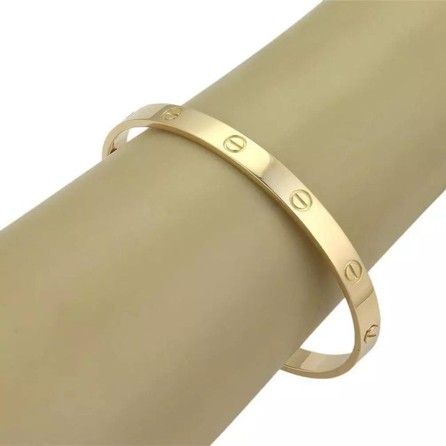 Cartier Cartier 18k Yellow Gold Love Bangle Bracelet Size 18 w/Screwdriver & Cert For Sale - Image 4 of 6