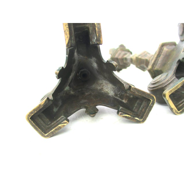 Antique 1900 Bronze Italian Candlesticks - Pair of 2 For Sale - Image 4 of 8