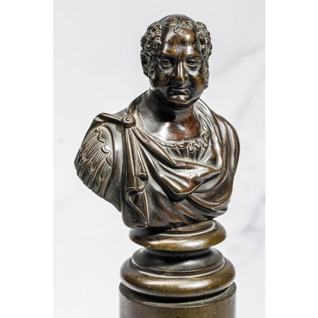 Bronze Amazing Pair Antique Bronze English Neoclassical Grand Tour Statue Sculpture Bust Royalty Home Decor For Sale - Image 8 of 17