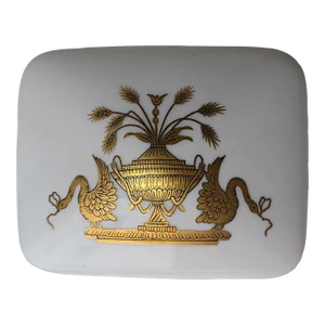 Porcelain Jewelry Box With Urn and Bird Design