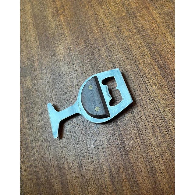 Wood Mid-Century Wine Glass-Shaped Bottle Opener in Metal and Wood, 1960s For Sale - Image 7 of 14