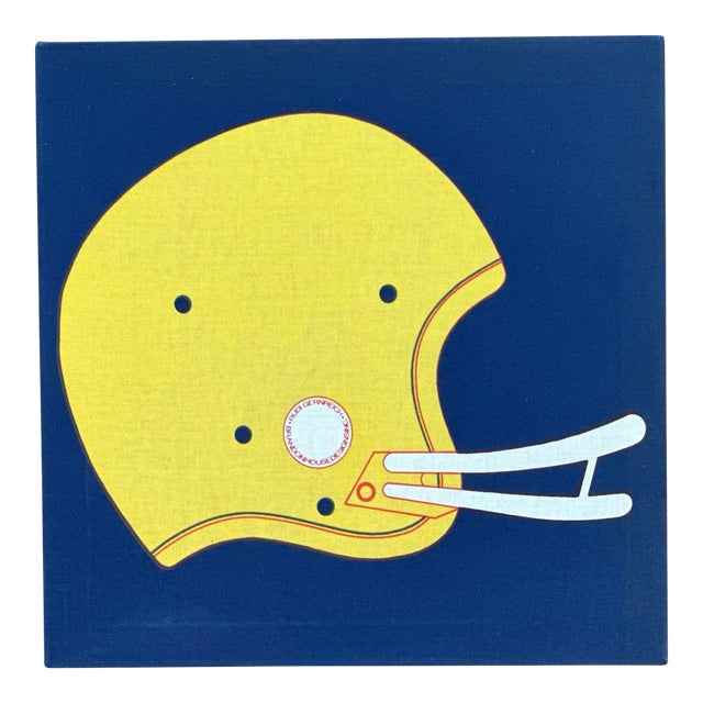 Vintage Football Helmet Textile Art by Rudi Gernreich for Brandon House Designs Inc. For Sale