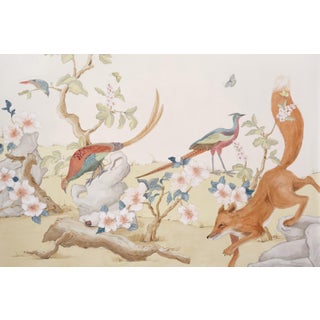 "Clear and Pheasant Danger" Chinoiserie Fox Pheasant Hunting Scene For Sale