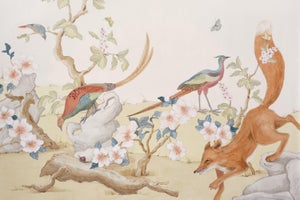 "Clear and Pheasant Danger" Chinoiserie Fox Pheasant Hunting Scene