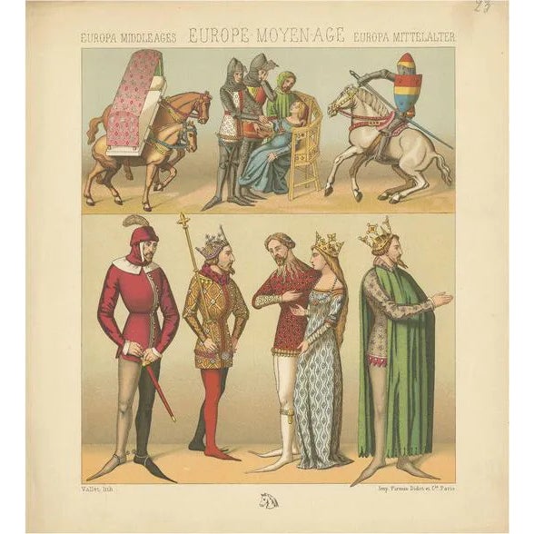 Racinet, European Middle Ages Scene, 1880, Print For Sale