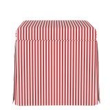 Image of Skirted Storage Ottoman in Candy Stripe Red Oga For Sale