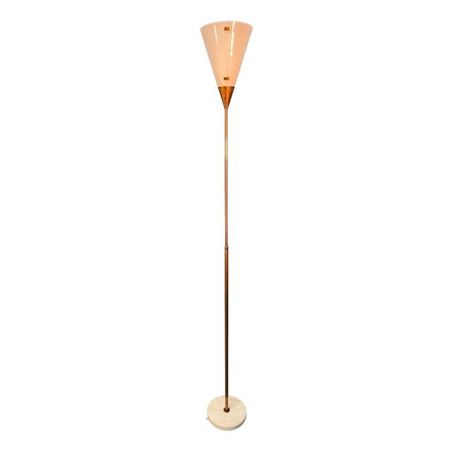 Acrylic Glass and Brass Floor Lamp by Giuseppe Ostuni for Oluce, 1959 For Sale