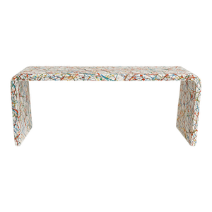 Karl Springer Style 1970s Waterfall Console – Hand-Painted by Julio Jimenez