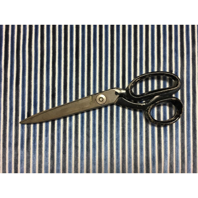 Modern Kravet Ennobled Royal 30339-5 Barclay Butera Navy Blue Off White Cut Velvet Chenille Stripe Upholstery Fabric For Sale - Image 3 of 3