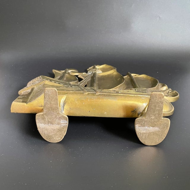 Vintage Solid Brass Colonial Ship Sailing Boat Doorstop For Sale In Las Vegas - Image 6 of 13