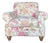 Clayton Marcus English Roll-Arm Club Chair – Floral Botanical Chintz Upholstered Lounge Chair For Sale