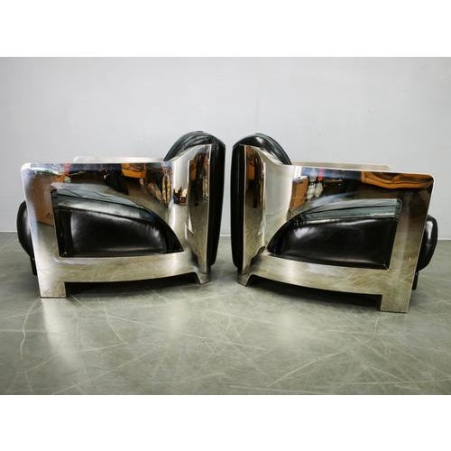 Metal Aviator Lounge Chairs in Leather and Steel from Timothy Oulton, 1990s, Set of 2 For Sale - Image 7 of 13