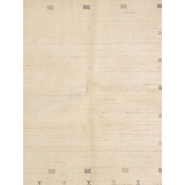 Contemporary 1980s Hand-Knotted Gabbeh Rug With Minimalist Geometric Design 4'9" X 6'7" For Sale - Image 3 of 4