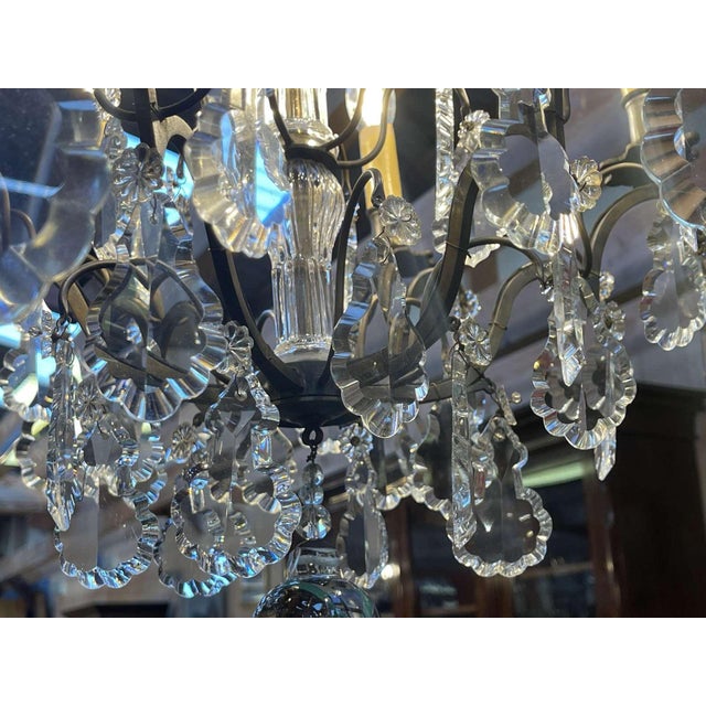 Early 20th Century Six-Light Chandelier in Bronze and Cut Crystal For Sale - Image 10 of 16