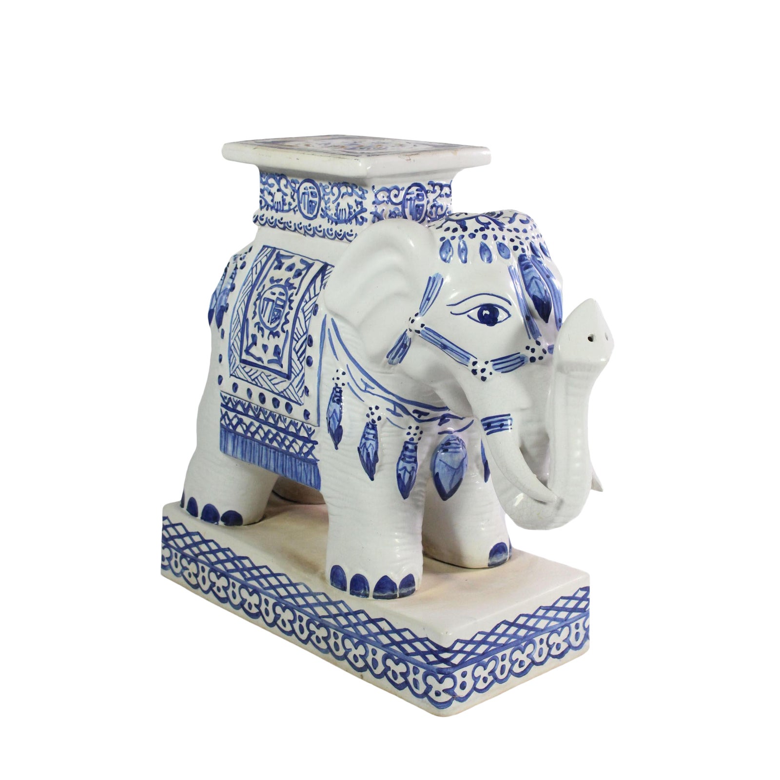 Vintage Chinoiserie Blue White Porcelain Elephant Side Table Garden Stool Chairish