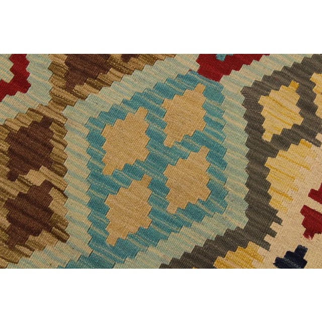 1990s Bohemian Kilim Hand-Woven Wool Rug - 5′2″ × 6′10″ For Sale - Image 4 of 8
