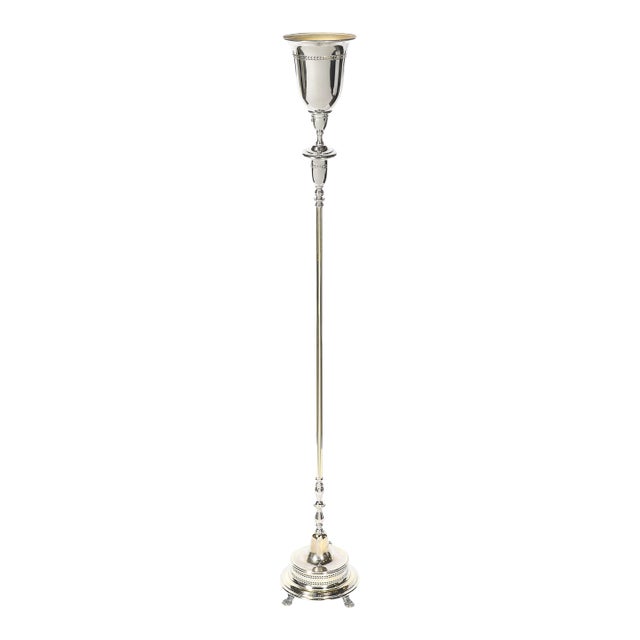 Classical Hollywood Regency Silvered Bronze Torchiere For Sale