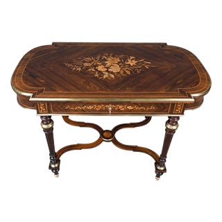 Napoleon III Center Table in Veneer, Second Half of the 19th Century For Sale