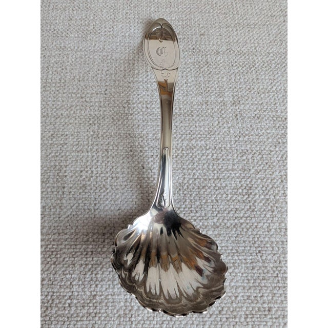 English Mid 19th Century Bigelow "Olive" Sterling Silver Sauce Cream Ladle For Sale - Image 3 of 12